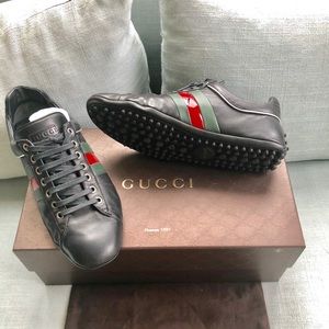 Gucci Men’s Black Leather Bdeno Sneakers